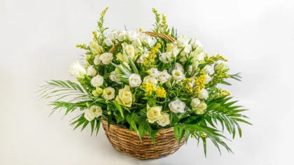 White Flowers Basket