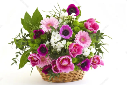 Pink Flowers Basket
